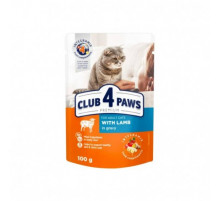 Club 4 Paws Premium влажный корм для взрослых кошек со вкусом ягненка в соусе  100 гр