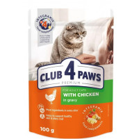 Club 4 Paws Premium влажный корм для взрослых кошек со вкусом курицы в соусе 100 г