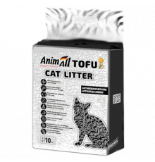 Соевый наполнитель AnimAll Tofu Carbon для кошек, с активированным углём, 10 л