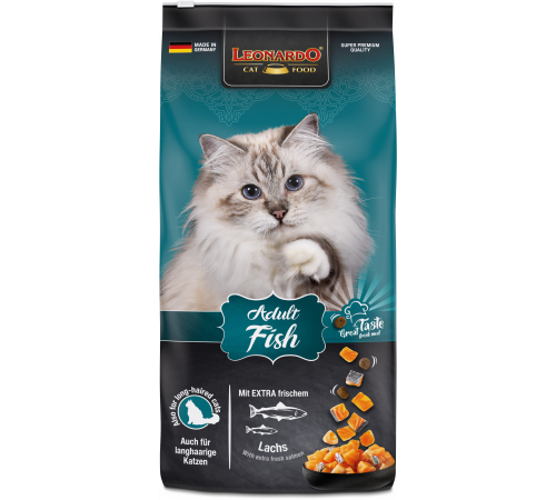 Leonardo Adult Fish — полнорационный корм для взрослых кошек, 15 кг