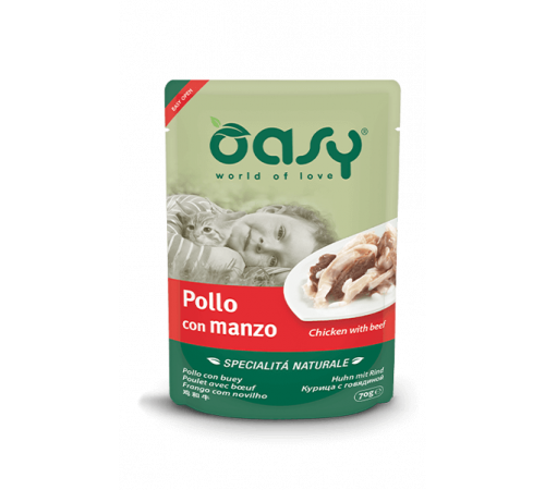 Влажный корм для кошек OASY NATURAL RANGE Chicken with Beef 70гр