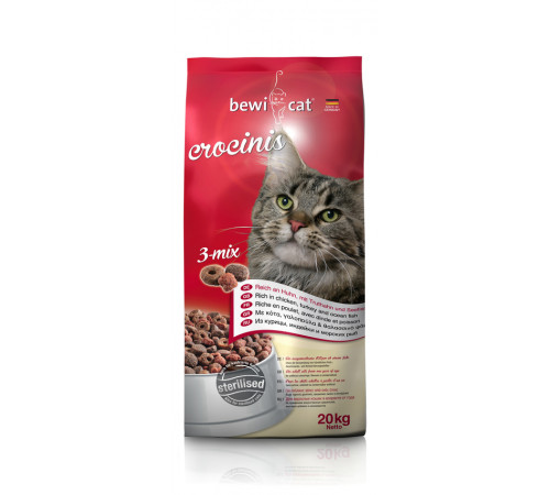 Bewi Cat Crocinis 3-MIX курица, индейка, рыба 1кг Bewi Cat Crocinis 3-MIX курица, индейка, рыба 1кг