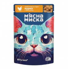 Влажный корм для кошек Мясная Миска кусочки в соусе с курицей и печенью (100 г)