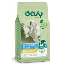 Корм для щенков средних пород OASY LIFESTAGE • Puppy & Junior Medium Chicken