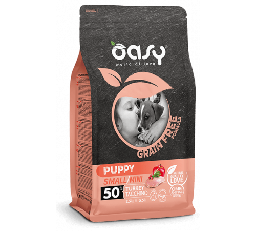 Без зерновой корм для щенков мини пород OASY GRAIN FREE FORMULA • Puppy Small/Mini Turkey 2.5кг Без зерновой корм для щенков мини пород OASY GRAIN FREE FORMULA • Puppy Small/Mini Turkey 2.5кг