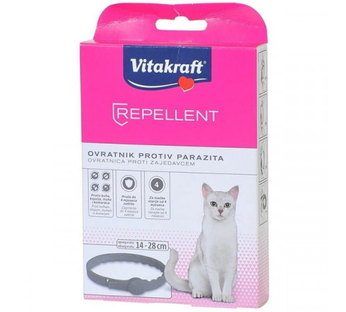 Ошейник защитный от блох и клещей для кошек Vitakraft Repellent. Ошейник защитный от блох и клещей для кошек Vitakraft Repellent.