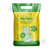 Силикагелевый наполнитель Хвостик 15 л крупная фракция 3-7 мм с зелеными гранулами для кошек