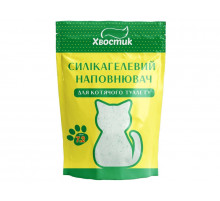 Силикагель наполнитель для кошек Хвостик, с зелеными гранулами, мелкая фракция, 7.2 л