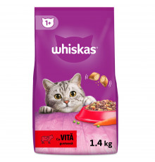 Сухой корм для кошек Whiskas, говядина 1.4 кг