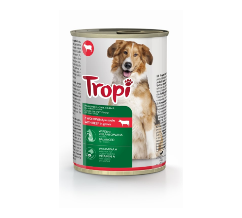 Влажный корм для собак Tropi с говядиной, 415 г Влажный корм для собак Tropi с говядиной, 415 г