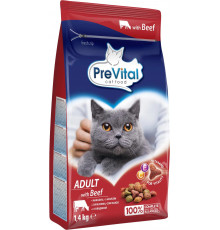 Сухой корм для кошек PreVital Adult Cat Beef, 1.4 кг