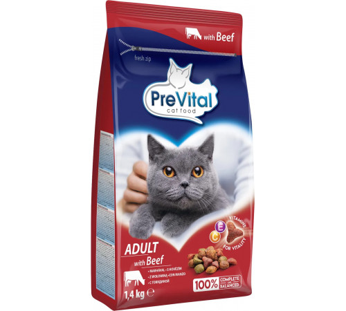 Сухой корм для кошек PreVital Adult Cat Beef, 1.4 кг Сухой корм для кошек PreVital Adult Cat Beef, 1.4 кг