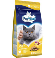 Сухой корм для кошек PreVital Adult Cat Chicken, 1.4 кг