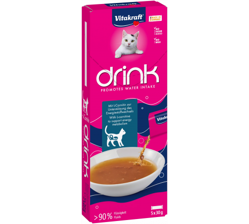 Vitakraft Drink с лососем и L-карнитином для кошек, 150 г (5×30 г) Vitakraft Drink с лососем и L-карнитином для кошек, 150 г (5×30 г)