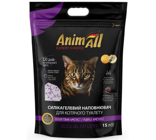 AnimAll Premium «Кристаллы аметиста» — силикагелевый наполнитель для кошачьего туалета 15 л