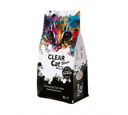 Clear Cat Blanco 5L наполнитель комкующийся с активированным углем