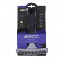 Грабли двурядные с вращающимися зубцами AnimAll для вычёсывания шерсти длинношерстных собак, 16×11,3×4,5 см