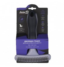 Грабли двурядные с вращающимися зубцами AnimAll для вычёсывания шерсти длинношерстных собак, 16×11,3×4,5 см