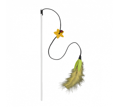 Игрушка-удочка AnimAll с перьями и колокольчиком для кошек, полиэстер, 34 см