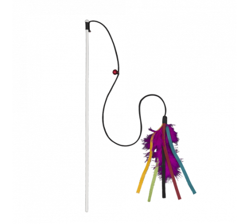 Игрушка-удочка AnimAll с перьями и колокольчиком для кошек, полиэстер, 34 см