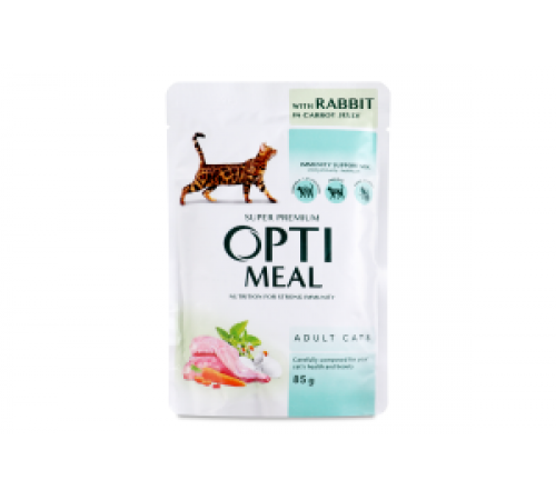 Влажный корм для кошек Optimeal с кроликом в морковном желе, 85 г