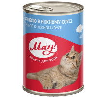 Влажный консервированный корм для взрослых кошек Мяу! Рыбное ассорти, 415 г