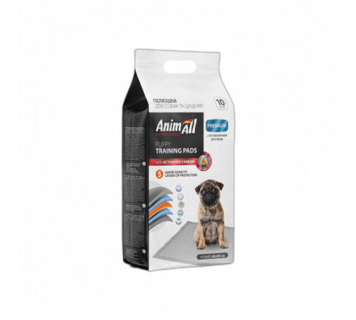 Пелёнки AnimAll Puppy Training Pads для собак и щенков, с активированным углём, 60×90 см, 10 шт.