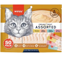 Wanpy Creamy Lickable Cat Treats Assorted — кремовое лакомство для кошек, 4 разных вкуса, 1 шт, 14 г