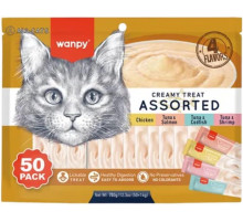 Wanpy Creamy Lickable Cat Treats Assorted — кремовое лакомство для кошек, 4 разных вкуса, 1 шт, 14 г