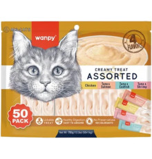 Wanpy Creamy Lickable Cat Treats Assorted — кремовое лакомство для кошек, 4 разных вкуса, 1 шт, 14 г