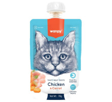 Wanpy Cat Лакомство для кошек Мясной мусс из курицы и моркови 90 г