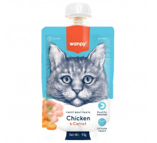 Wanpy Cat Лакомство для кошек Мясной мусс из курицы и моркови 90 г