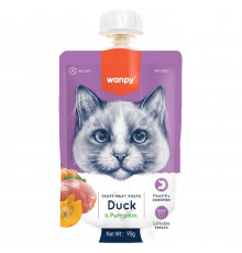 Wanpy Cat — лакомство для кошек, мясной мусс из утки и тыквы, 90 г