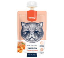 Wanpy Cat — лакомство для кошек, мясной мусс из лосося и курицы с морковью, 90 г