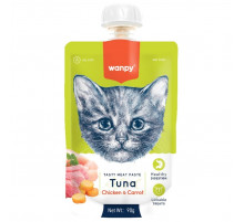 Wanpy Cat — лакомство для кошек, мясной мусс из тунца и курицы с морковью, 90 г