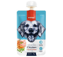 Wanpy Dog — лакомство для собак, мясной мусс из курицы и моркови с горохом, 90 г