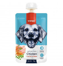 Wanpy Dog — лакомство для собак, мясной мусс из курицы и моркови с горохом, 90 г