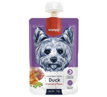 Wanpy Dog — лакомство для собак, мясной мусс из утки и моркови с горохом, 90 г