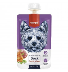 Wanpy Dog — лакомство для собак, мясной мусс из утки и моркови с горохом, 90 г