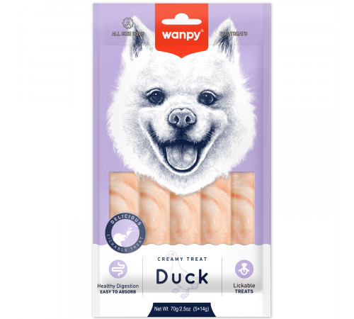 Wanpy Dog — крем-лакомство для собак «нежное пюре» из утки, 70 г