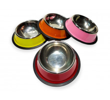 Миски металлические с резиновым основанием, цветные, 18 см №2 (43399)