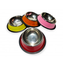 Миски металлические с резиновым основанием, цветные, 18 см №2 (43399)
