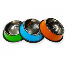Миски металл с резиновым основанием, цветные, 22см, №3, (43400)