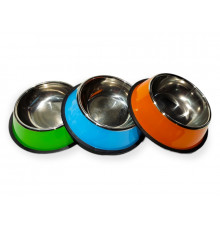 Миски металл с резиновым основанием, цветные, 22см, №3, (43400)