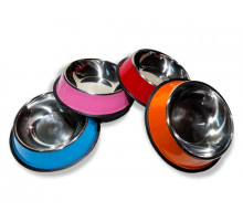 Миски металлические с резиновым основанием, цветные, 26 см №4 (43401)