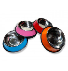 Миски металлические с резиновым основанием, цветные, 26 см №4 (43401)