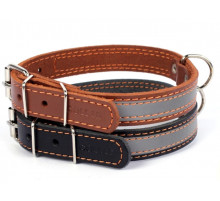 ошейник "Collar" со светоотражающей лентой, 25мм* 38-50см, 0249, черный, коричневый, (43075)