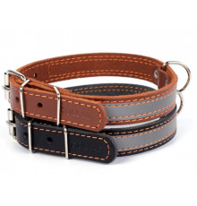 ошейник "Collar" со светоотражающей лентой, 25мм* 38-50см, 0249, черный, коричневый, (43075)