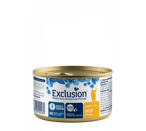 Exclusion Mediterraneo Noble Grain Cat Adult Beef All Breeds, 85 г