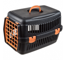 AnimAll переноска для кошек и собак, чёрная с оранжевыми дверцами, 48.5×32.5×32.5 см